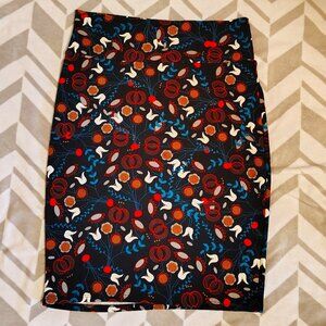 LulaRoe Pencil Skirt Floral Farmhouse Paisley Pattern Stretchy Boho Size Medium